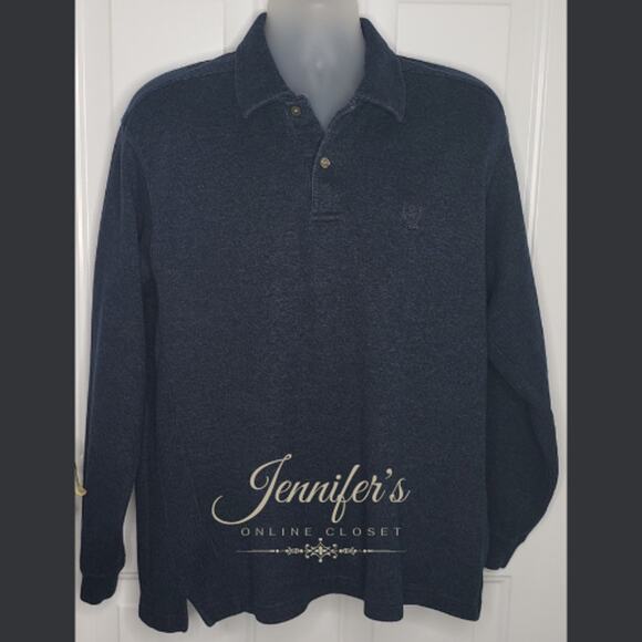3/$25 Izod Men's Blue Long Sleeve Polo Size Large - Picture 1 of 9